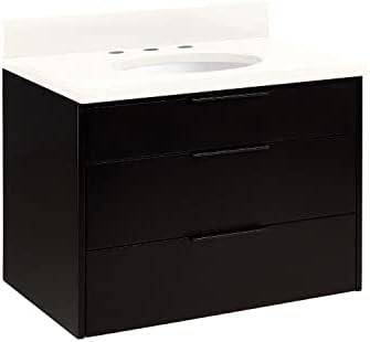 Signature Hardware 483131 DITA 30" Wall Mounted Single Basin Vanity Set with Wood Cabinet, Quartz Vanity Top, and Undermount Sink - Arctic White
