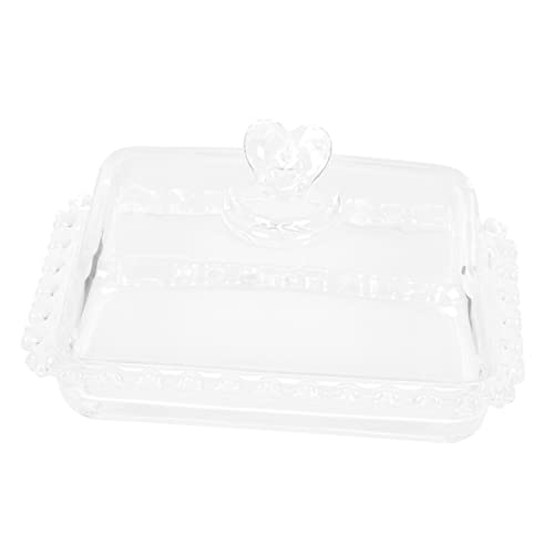 Hemobllo Plat de Service à Gâteau Rectangulaire Transparent en Verre Couvercle Hermétique, Boîtier à Gâteau Anti-poussière, Conservation Fraîcheur et Protection Aliments,