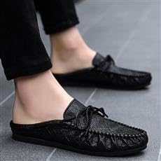 Loafers For Men Round Toe PU Leather Mule Slippers Sandals Anti-slip Lightweight Flexible Prom Party Slip-ons4