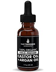 Hair Thickness Maximizer 100% Organic Cold Press Castor Oil with Argan Oil Great for Thickening Hair, Eyelashes, Eyebrows. Best 2-in-1 Treatment for Hair Loss, Thinning Hair for Men and Women