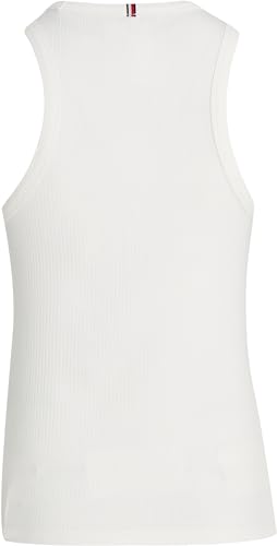 Tommy Hilfiger Damen Top Slim Rib Tank Top mit Stretch, Weiß (Ecru), XXS – Ansicht 6