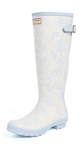 Hunter Boots Women's x LoveShackFancy Original Tall Back Adjustable Boots, Light Blue 450, 7 Medium US