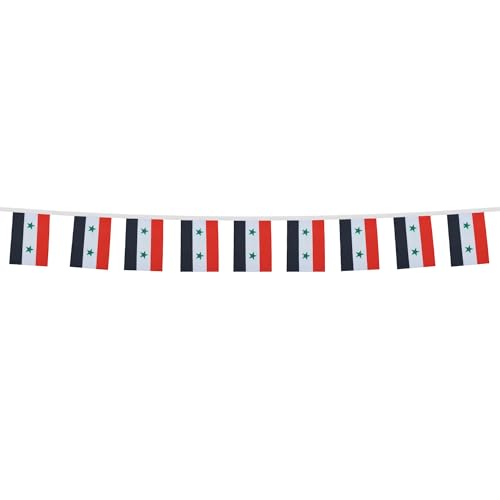 Image of AZ FLAG Syria 6 meters BUNTING Flag 20 flags 9'' x 6'' - Syrian STRING flags 15 x 21 cm