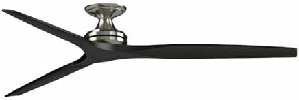 Fanimation Fans FPD6721BBN-72BL-F Spitfire - 3 Blade Flush Ceiling Fan-21.08 Inches Tall and 72 Inches Wide, Finish Color: Brushed Nickel, Blade Color: Black
