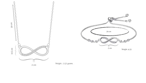 Image of Nilu's Collection Infinity Shape Cubic Zirconia Diamond Bracelet for Women Jewelry for Gift, Adjustable Charm Bracelet
