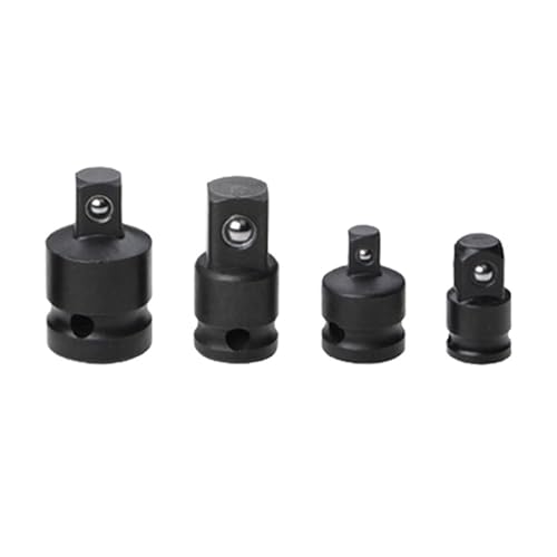 NZBZTANNAP Juego de 4 llaves de carraca de 1/4 3/8 1/2 1/2, convertidor reductor de accionamiento, proceso de electroforesis, herramientas ennegrecidas, zócalos