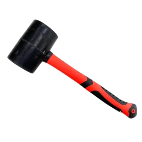 Dunnet Tools Heavy Duty Rubber Mallet 48oz / 1350g With Fibreglass Handle Solid Rubber Mallet Hammer With TPR Grip Ideal For Tiling, Bricklaying Camping Hammers & Mallets