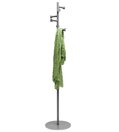 Perchero de Pie Moderno y Minimalista para Recibidores de entrada - Percheros de pie originales de diseño limpio sin tornillos a la vista - Percha de pie para recibidor (Gris Mate & Brillo)