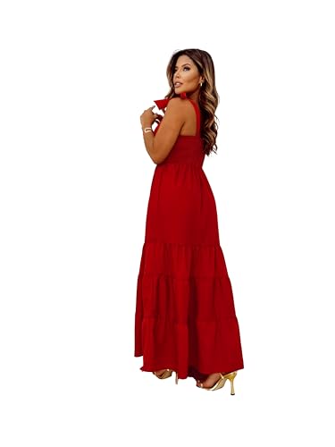 Vestido Versáti Casual Multiuso Longo Moda Feminina (as2, alpha, x_l, regular, regular, Vermelho)