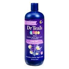 Dr. Teal's Kids Nighttime Relief with Melatonin Gift Set (3 Pack, 60oz Total) - (20oz) 3 in 1 Foaming Bath, (32oz) Sleep Soaking Solution, (8oz) Body Lotion - Essential Oils Blend with Lavender