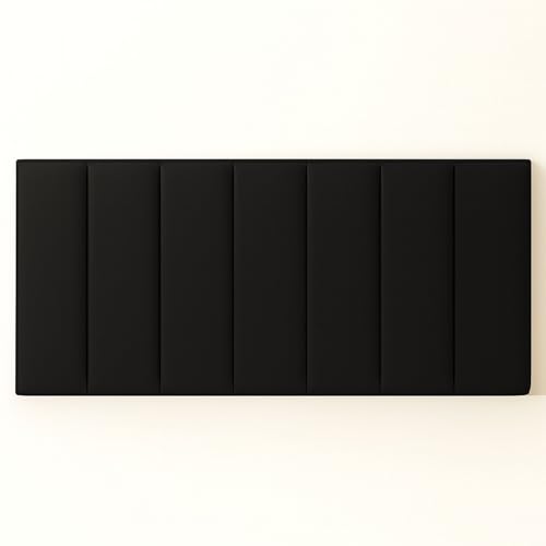 Belari Decor Cabecero Tapizado Moderno en Tela o Polipiel – Elegante, Cómodo y Decorativo – Fácil Instalación (Negro, Doble)
