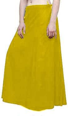 Readymade Pure Cotton Petticoats, Saree Underskirt, Saya, Waistcincher (Yellow)_A17381