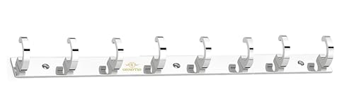 Image of Heavy Duty C Type Stainless Steel Cloth Hanger Suitable for Bathroom Bedroom Kitchen Wall Hook Rail Hanging Scarf Coat Keys Tie, Towel Door Robe (8 Pin CP, Pack of 1)