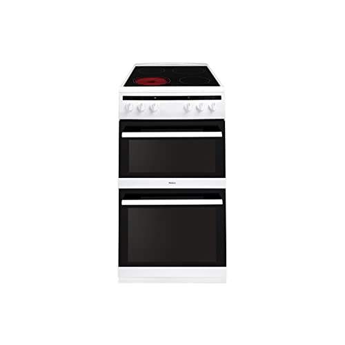 Amica 50cm Double Cavity Electric Cooker with Ceramic Hob - White