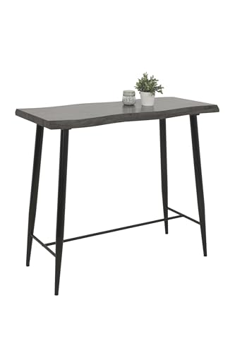 Hela Tische, Bartisch Bistotisch mit Baumkantenoptik Gabi, Dekor Akazie Grau, Wabenplatte mit Melaminbeschichtung, Rundrohr-Metallgestell, 120x60cm