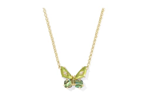 Kendra Scott Womens Bianca Butterfly Short Pendant Necklace Gold Green Mix One Size