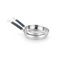 BRA Master | Set de sartenes 24-28 cm, acero inoxidable, Sin Antiadherente, Sin PFOA, Full Induction, Apta para todo tipo de Cocinas, Mango acero inoxidable recubierto de Silicona
