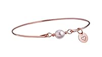 Algopix Similar Product 10 - Rose Gold Pearl Bangle Bracelet with