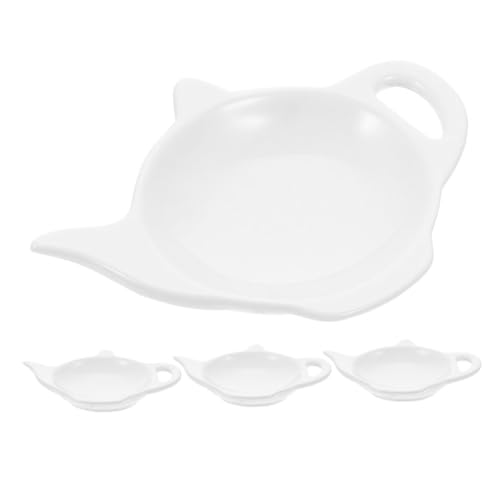 PRETYZOOM 4 Pack Tea Bag Plate Coaster Teabag Tray Teapot Shape Dish Tea Organizer