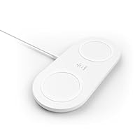 Belkin Dual Wireless Charger (Dual Wireless Charging Pad 15W) Fast Charge 2 Devices at Once, Including iPhone, AirPods, Galaxy, Pixel, More, White