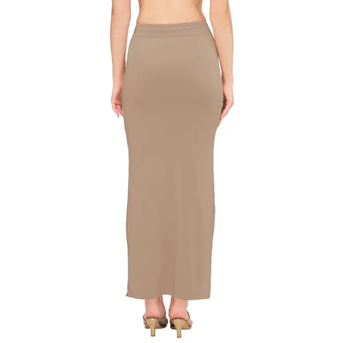Image of DESI GIRL Satin Shimmer Stretchable Saree Shapewear Petticoat with Drawstring for Women | Mermaid fit Saree Petticoat with Side Slit for Easy Movement | Saree Shaper | Long inskirt