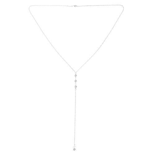 Happyyami Halskette mit Kristall für die Braut, vorne und hinten, Strass, Leckage, Kette, Ball, Körperkleid, Tropfen, Schmuck für Hochzeit, goldfarben, Agarwood, Kupfer Cover