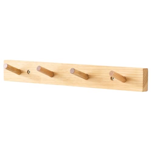 Regbsulqs Beech Wood Coat Rack Wall Mount, Long Coat Hook Hanger Wooden Wall Coat Rack with 4 Hooks...