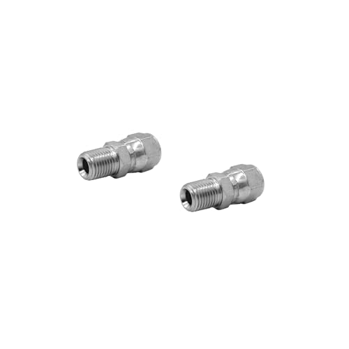 Image of (2-PACK) 6505-04-06 Hydraulic Hose Adapter Fitting 1 /4 inch Male (1 /4 inch-18NPTF) x 3 /8 inch Female JIC 37 Swivel (9 /16 inch-18UNF) Straight Pipe Joints Connector Carbon Steel