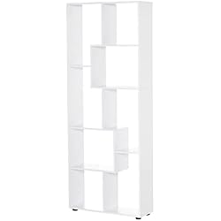 Estanterias Modernas Amazon HOMCOM Estantería Moderna Vertical Diseño de Librería con 8 Estantes E1 Tablero de Partículas 70x24x178cm Blanco