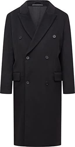 Drykorn Herren Zweireihiger Mantel mit Kaschmir in Schwarz 52 / XL