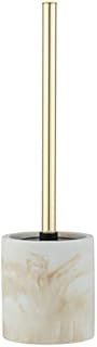 WENKO Odos Toilet Brush Holder, Polyresin, Gold/Marbled, 37 x 7.5 x 7.5 cm
