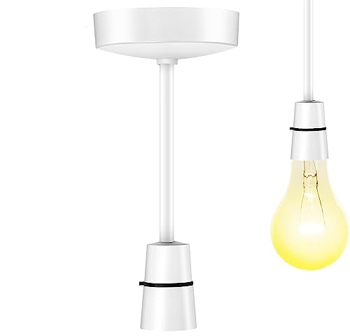 1 Pack BC B22 White Ceiling Lamp Holder Pendant Light Fixtures Light Fitting 7.5 inch for Bedroom Living Room