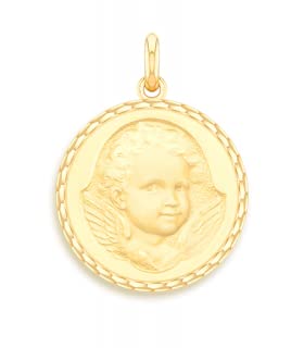 Médaille ANGE ESPIEGLE or jaune 375 pendentif enfant pour chaîne de baptême