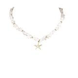 Gargantilla de estrella de mar con cuentas de piedra blanca para mujer, cuentas irregulares color crema con espaciadores dorados, estilo minimalista de playa para oficina diaria