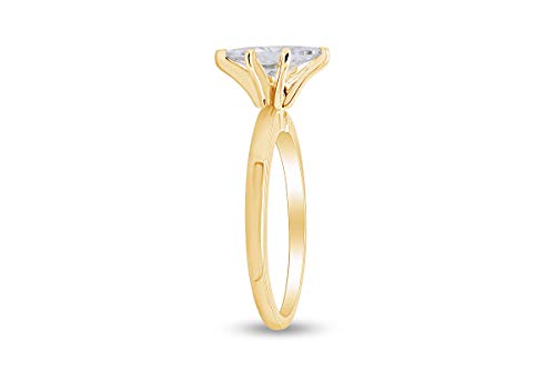 Affy 14K Yellow Gold Over Sterling Silver Marquise Cut Cubic Zirconia Solitaire Engagement Wedding Ring For Womens Ring Size - 5.5 #TOP3