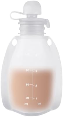 SNOWIE SOFT® Baby Food Feeder Pouch 120ml Food Grade Baby Food Feeding Pouch with Straw Tip & Lid Soft Squeezable Baby Food Pouch Refillable Baby Food Pouch Travel Leaking Proof Baby Food Feeder Pouch