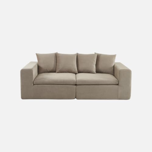 Sofá modular sweeek de 3 plazas en chenilla beige oscuro para renovar salones pequeños 5