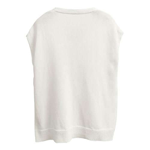 Chaleco de punto con cuello de botones para mujer casual beige L 2