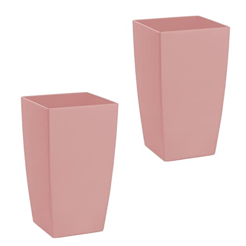Maceta de Colores de Plástico. Alargada Rectangular Decorativa 26 cm De Alto (Rosa Old Rose, 2)