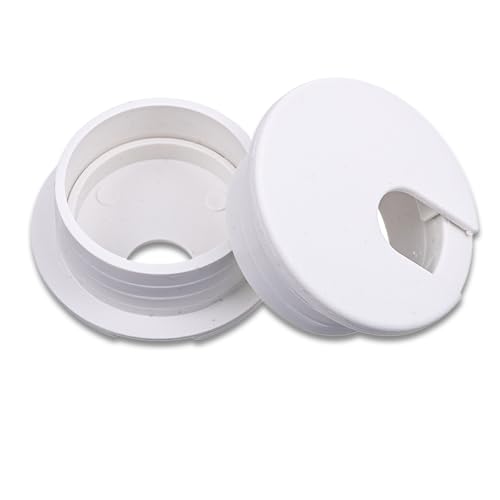 Piriuuo 2 Pcs 1-1/2 Inch Desk Grommet, Cord Hole Cover Plastic Cable Hole Covers with Holes Saw Portable Desk Cable Grommet Flexible Desks Holes Grommets for Home Office Table Cables (White)