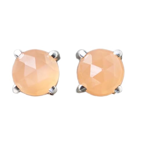 Boucles d'oreilles pierre de lune pêche femme argent sterling 925