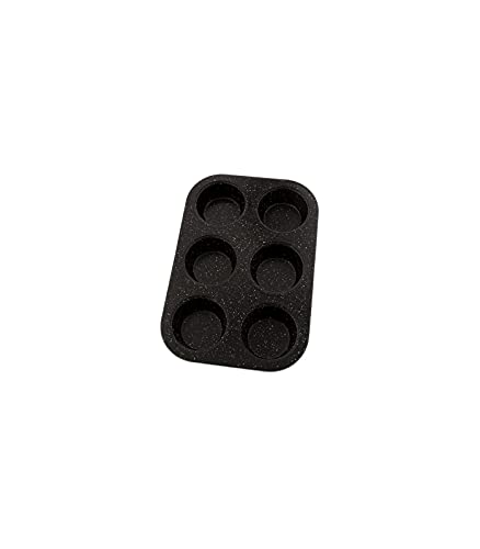 Pradel Excellence – Molde para 6 magdalenas de acero al carbono, revestimiento antiadherente, accesorio de pastelería para preparación culinaria, compatible con horno y lavavajillas, 26,5 x 18 x 3 cm,