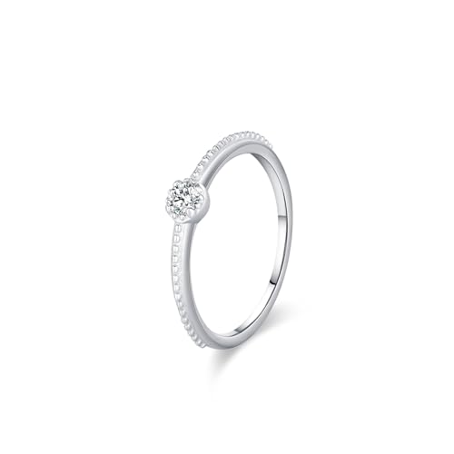 KnSam Anillo de oro auténtico de la amistad, oro blanco 9 K/14 K/18 K, anillo de apilamiento clásico con topacio azul, par de anillos Au 375/585/750, oro blanco, talla 47-65, Oro blanco 375 de 9
