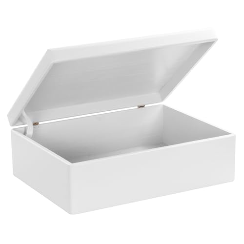 LAUBLUST Boîte en bois avec couvercle – env. 40 x 30 x 14 cm | Blanc – Coffret de rangement...