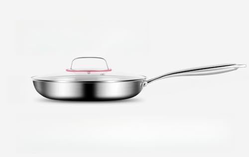 Vzqr 30cm ステンレススチールフライパン 軽量 損傷に強い 食器洗い機対応 ハンドルカバー付き 無毒 家庭用 キッチン調理器具 (ハンドルカバー付き22CM)