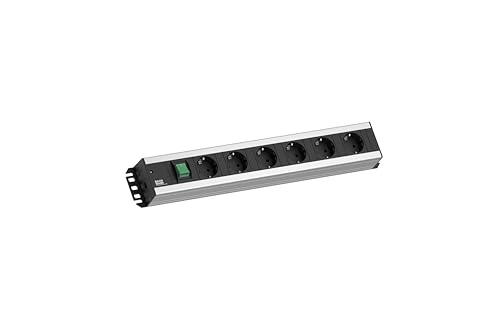 BACHMANN Power Strip Craft Strip 6-Way with Switch 2 m Cable Multiple Socket for Crafts and Server Cabinet Rack Grey 300.003 (Extra Robust Design)
