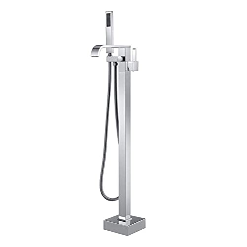 Robinet de baignoire sur pied noir mat avec douchette et inverseur de douche