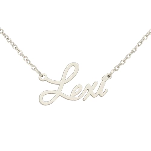 JRose Collections Identité Personalised Name Necklace – Popular Girls’ Names & Titles – Adjustable Chain in Gift Box by Mulberry Studios (Lexi)