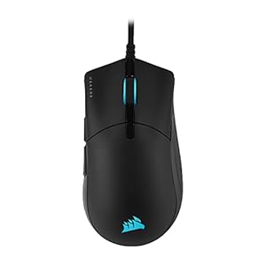 CORSAIR SABRE RGB PRO CHAMPION SERIES Kabelgebundene Ultra-Light FPS/MOBA Gaming Maus – 18.000 DPI – Ergonomisches Design – iCUE Kompatibel – PC, Mac, PS5, PS4, Xbox – Schwarz