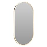 Well Home Espejo Ovalado 30x60cm Marco de Madera en Acabado Dorado, con Gancho...